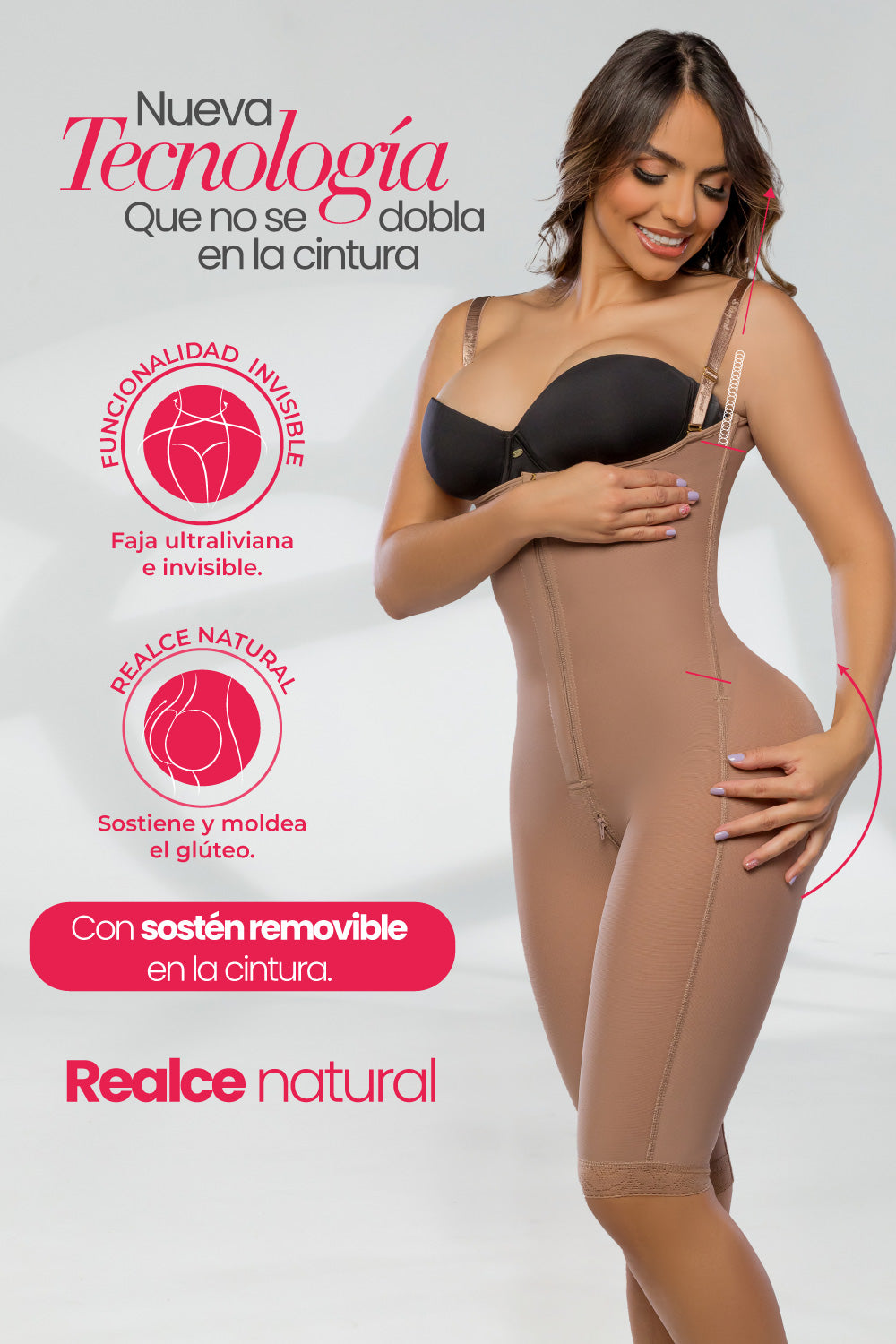 Faja Ultrainvisible SMI7087 LA GLAMUROSA – Largo hasta la rodilla, soporte removible y efecto lifting natural